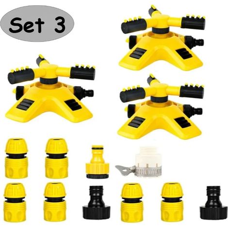 (Lot de 3) Arroseur rotatif automatique pour l'irrigation du jardin et de la pelouse : couverture à 360°, outil d'arrosage pour plantes d'extérieur (1/5)