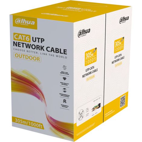 Dahua 305m Matassa Cavo Lan Cat6 PE Esterno Doppia Guaina U/UTP Nero PFM920-6UN