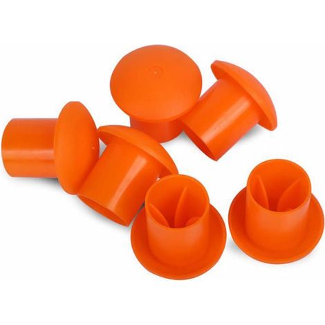 100 pièces de casque en acier d'armature, champignon en plastique orange, embout d'identification en acier d'armature (1/4)