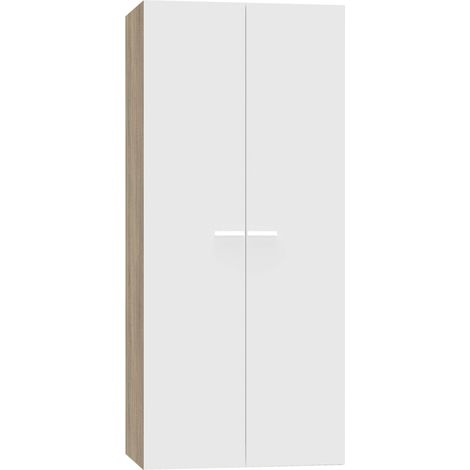 Armario con 2 Puertas Abatibles Tibet Moderno en Color Roble Cambrian y Blanco Mate 79x180 cm (1/5)