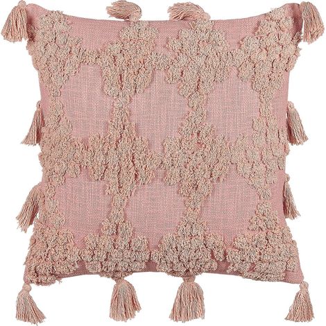 Throw Cushion TORENIA Cotton 45 x 45 cm Pink Geometric Pattern