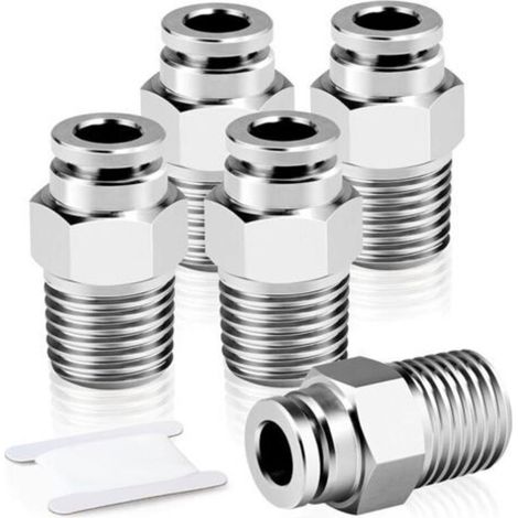 5 Pieces Stainless Steel 304 Fittings Push-In Pneumatic Connector, 6mm Tube OD x 1/8" BSP Male Thread (1/5)