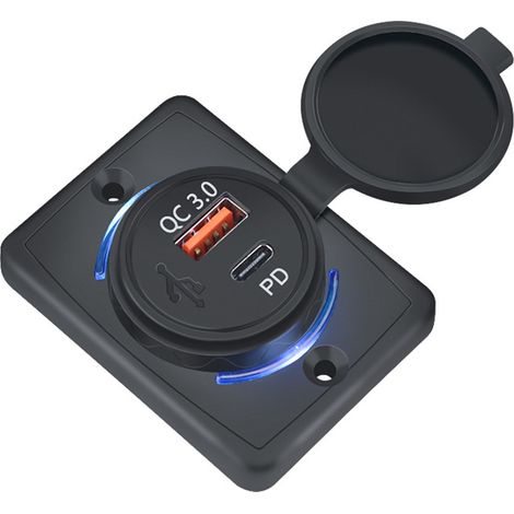Chargeur de voiture 18W QC 3.0, USB, prise PD, étanche, universel, pour camion, téléphone, tablette, GPS (1/5)