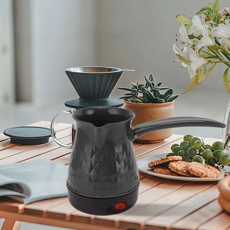 Cafetière électrique turque 500 ml, petite bouilloire à filtre, en acier inoxydable, norme européenne 220 V - Noire (1/5)