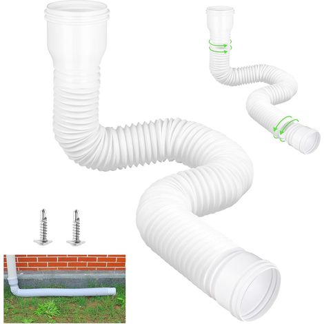 Rallonge de descente flexible et rétractable, longueur du connecteur de 47 cm à 150 cm, livrée avec 2 adaptateurs et 2 vis (blanc) (1/5)