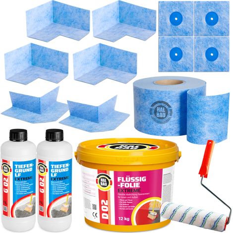 HALBAU Dichtset für Duschabdichtung Bad Abdichtung Dichtband Flüssigfolie 12kg H324 (1/5)