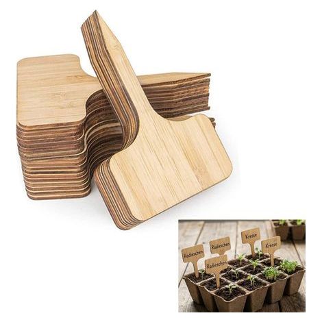 40 - Étiquette Jardin - Marqueur Plante - Identification Semis Et Légumes - Bambou Naturel Pointe Effilée - Pour Pot Bac Jardinière - Naturel - 6x10cm (1/5)