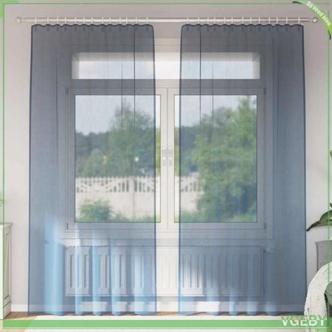 Rideau en voile - FAFEISY - 4102213 - bleu royal - passe-tringle - lot 2 pièces (1/5)