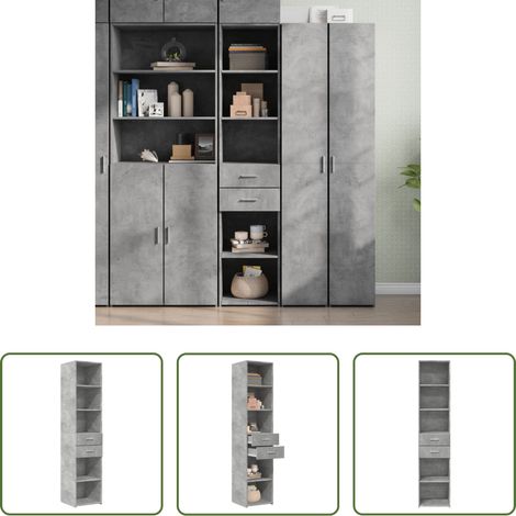 vidaXL Hochbeistellschrank - Highboard Betongrau 40x42,5x185 cm Holzwerkstoff (1/5)