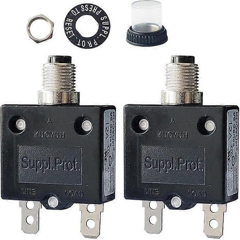 12A thermischer Leitungsschutzschalter mit Druckknopf-Reset, staubdichter Abdeckung und Schnellanschlussklemmen (2er-Pack) (1/3)