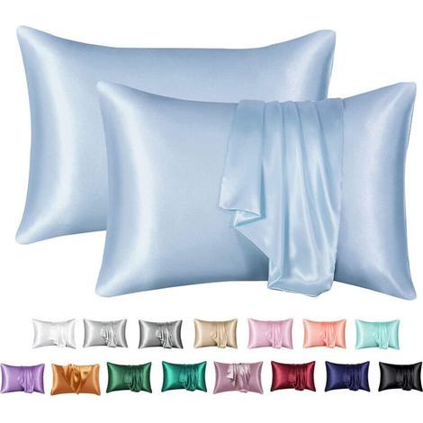 JSSEVN - Set of 2 satin pillowcases 50x75cm – Hair and skin protection – Machine washable – Easy care (1/5)
