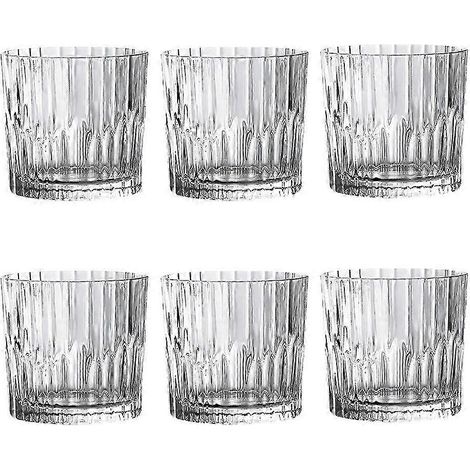 Lot de 6 verres à whisky rayés, 304 ml, en verre sans plomb, compatibles lave-vaisselle, pour café, whisky et vin. (1/5)