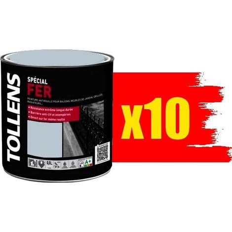 Peinture TOLLENS Spécial Fer Brillante BLEU CENDRÉ 0,5L (x10) Teinte: BLEU CENDRÉ