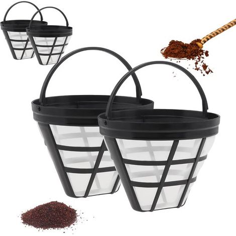 Ensemble de 4 filtres à café comprenant un porte-filtre et un panier-filtre. Filtre réutilisable en nylon lavable. Accessoire pour le café. (1/5)