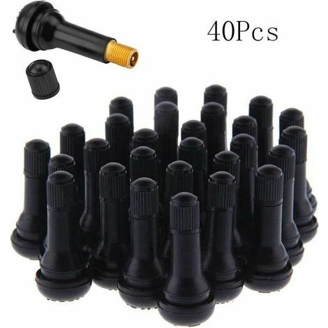royaluxe -40 Pièces Voiture Pneu Tubeless Valve Bouchon,TR413 Valves de Pneu,Caoutchouc Pneu Pneu Tige de Valve Set,Noir (1/5)