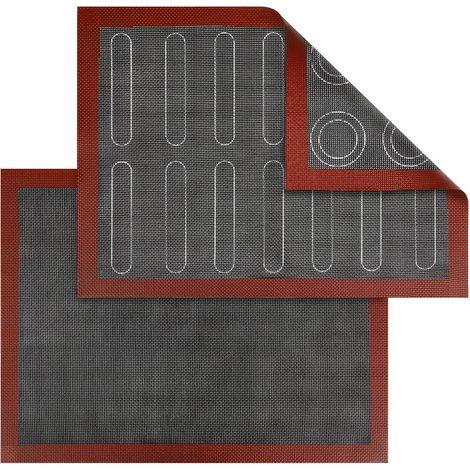 Lot de 2 tapis de four micro-perforés en silicone, à double face, antiadhésifs, résistants à la chaleur et réutilisables pour macarons, soufflés, pizza (40 x 30 cm) (1/5)