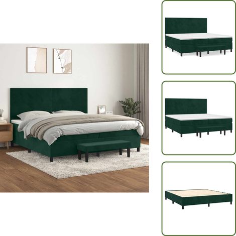 Tête de lit réglable - vidaXL Sommier à lattes de lit et matelas Vert foncé 200x200cm Velours - Banc multifonctionnel (1/5)