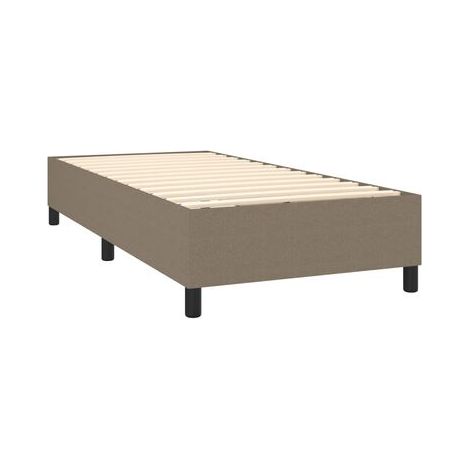 Sommier, matelas et éclairage LED style Snowco, couleur taupe, 80 × 200 cm, tissu, tissu doux et respirant, éclairage led d’ambiance, idéal chambre à coucher, style moderne, montage simple (1/5)