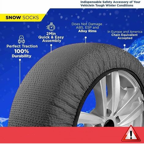 Autoreifen-Schneesocken, Schnee-Notfalltraktion für Fahrzeuge, sicheres Fahren auf Eis, Frost, Schnee, extra starke Schneeketten, gleichwertige Alternative zu Schneeketten-M