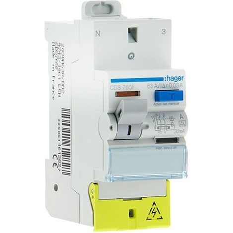 Bipolarer Fehlerstromschutzschalter Sanvis 2x63 30mA - Cds765f - Hager (1/4)