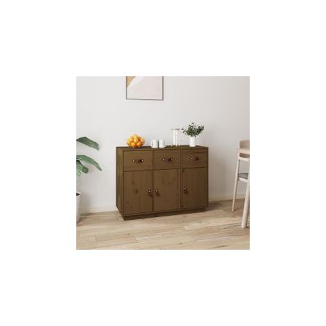 Buffet Marron miel 100x40x75 Bois massif de pin (1/5)