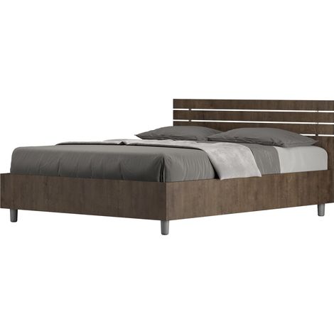 Letto Matrimoniale Francese 140x200 cm Senza Rete Testata Doghe Dritta Ankel Noce (1/5)