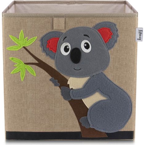 Boîte de rangement en tissu pour enfant "koala" sur fond foncé, compatible Ikea Kallax Lifeney (1/5)