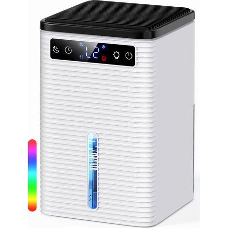 Deshumidificateur d Air 2.5L, Déshumidificateur Electrique Compact et Silencieux avec Minuteur 2-12H, Arrêt Automatique, 7 Couleurs de Lumière, pour Chambre, Salle de Bain - 650ML/24H (1/5)