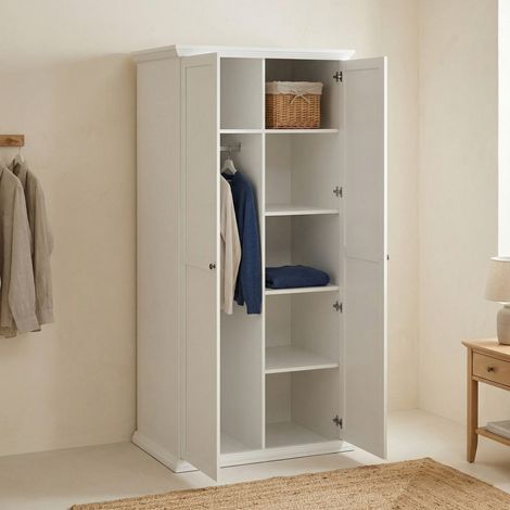 Dmora - Armario 2 puertas Darby, Muebles de dormitorio, Vestidor, Armario de ropa, 96x63 h200 cm, Blanco (1/5)