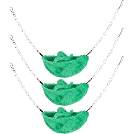 Lot de 3 cages pour animaux de compagnie, hamac/lit suspendu en forme de banane, chaud et confortable pour l'hiver, pour hamsters (vert). (1/5)