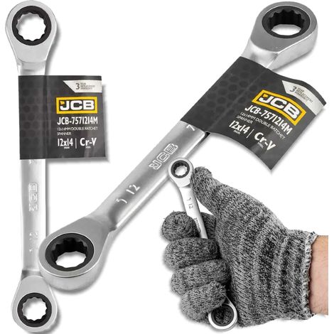 Clé à cliquet double JCB 12x14mm Cr-V 12 pans (1/5)