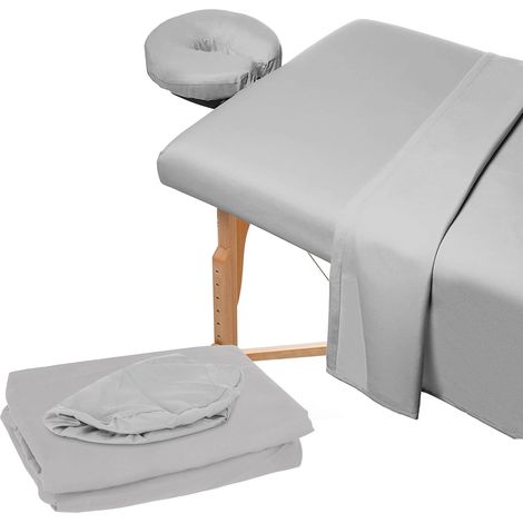 Parure de lit 3 pièces en microfibre pour table de massage avec housse plate, drap-housse et housse pour lit facial, pour salon (1/5)