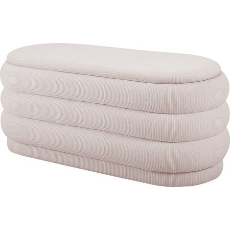 Banc coffre - Velours côtelé - Crème - ECAMBI