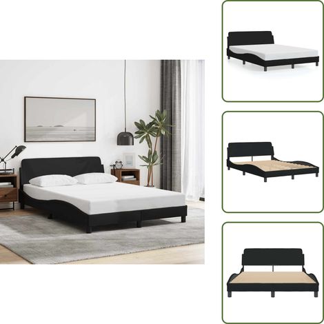 Letto con testiera in tessuto - vidaXL Giroletto Dover Nero 120x200 cm Tessuto - Letto con testiera in compensato
