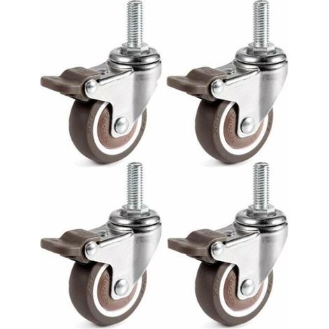 4 Pièces Roues Pivotantes, 25mm M6 x 15mm Pole Roulettes de Meubles pour Chariots (1/5)