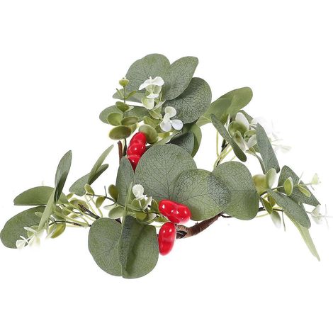 Anneaux de bougies artificiels en eucalyptus, 4 pièces, pour décoration de table (1/5)