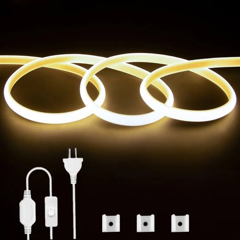 (Blanc neutre - Prise AU 220 V) Ruban LED COB 220 V 288 LED/m, flexible, étanche IP65, avec interrupteur pour la décoration intérieure (1/5)