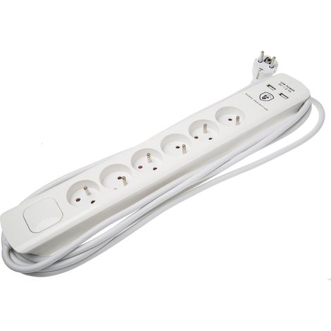 Rallonge électrique 5m, 6 prises, 250 V 16A ( Prix pour 1 ) (1/2)