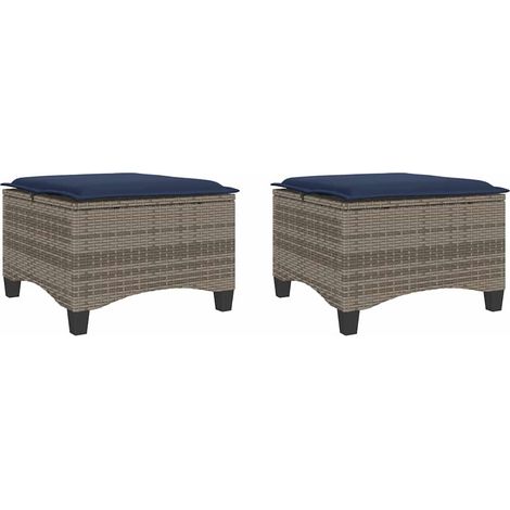 Maison Exclusive - Sgabelli Giardino con Cuscini 2 pz Grigio 55x55x36cm Polyrattan