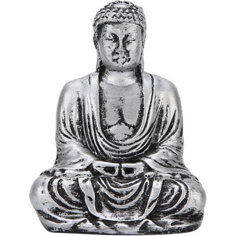 Statue de Bouddha en résine argentée, figurine assise pour décoration intérieure et autel bouddhiste (1/5)