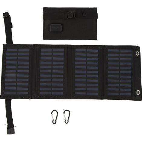 Faltbares Solarpanel mit USB-Anschluss, 5,5 V, 20 W, monokristallin, hoher Wirkungsgrad, IP65 wasserdicht, für Outdoor-Camping, schwarz. (1/5)