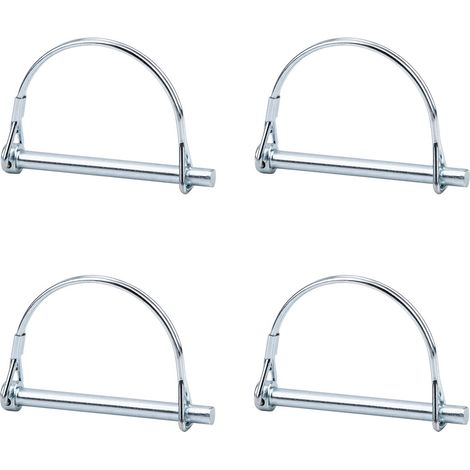 4pcs Axe de verrouillage de broche de coupleur de sécurité, 1/4 pouce de verrouillage de prise de force avec fil de retenue rond pour jardin de pelouse de remorques de ferme (1/5)