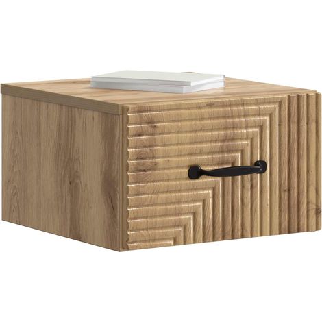Maison Exclusive - Mobiletto da notte a muro con cassetto 2 pcs Rovere Artigianale