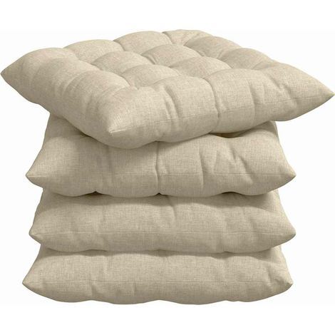 Seat Cushions 4 pcs Cream 40 x 40 x 6 cm Fabric vidaXL