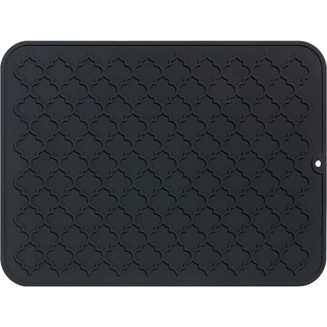 Tappetino scolapiatti da piano di lavoro – in silicone alimentare resistente al calore, 45 x 30 cm, nero, set da 2