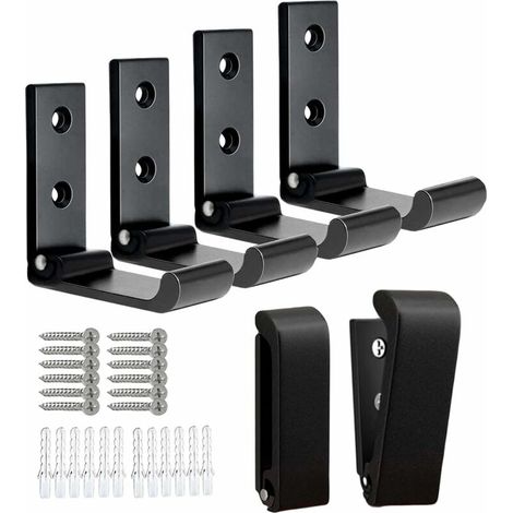 AMXCNOY Klappbare Wandhaken, Klappbare Aluminiumhaken zum Aufhängen von Kleidung, Klappbare Mantelhaken, Wandmontierte Handtuchhaken für Badezimmer, Wandmontierte Helmhaken (Schwarz, 6 Stück) (1/4)