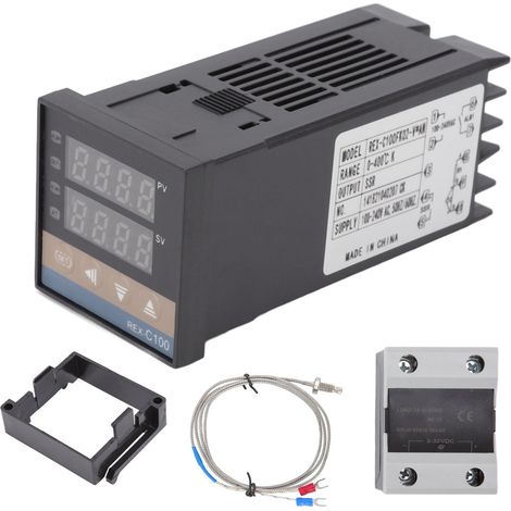 Thermostat PID avec relais thermocouple, 100-240 V, 40 A, pour poulailler (0-400 °C). (1/5)
