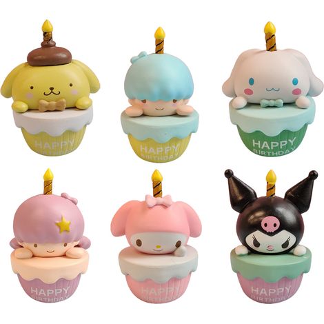 Ensemble de 6 figurines miniatures faites main, adorables ornements décoratifs en PVC de style dessin animé (1/5)