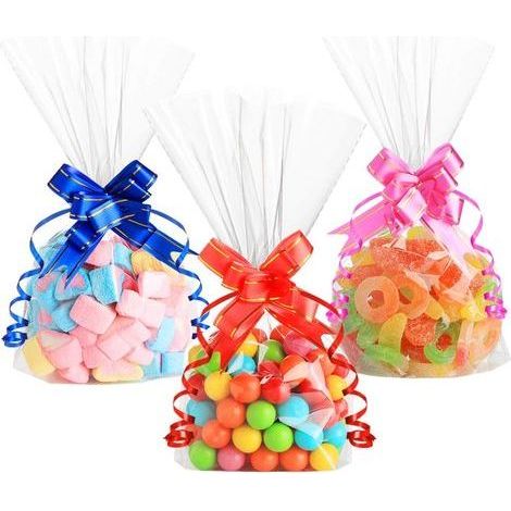 100 Zellophantüten mit transparentem Boden, 15 x 25 cm durchsichtige Tüten für Süßigkeiten, Geschenktüten, kleine Bonbontüten, Lieferung mit 100 Stück [YID] (1/5)