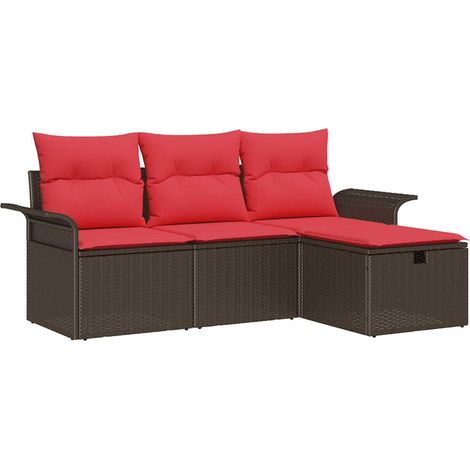 Maison Exclusive - Gartensofa-set mit Kissen 4 pcs Braun und Rot